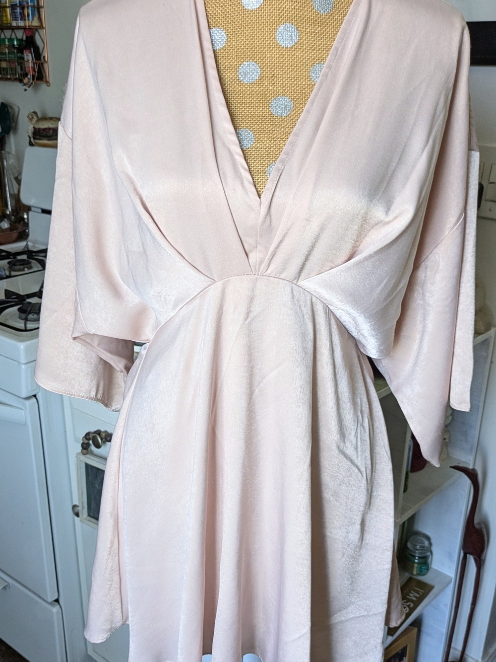 Soft Blush Dress Empire Waist Mini Dress/Shorts with Butterfly Sleeves Med